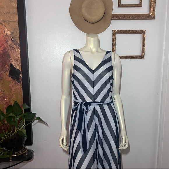 Tommy Bahama Women Blue White Chateau Stripe Midi Dress Size Small Belt A9 - Picture 6 of 10